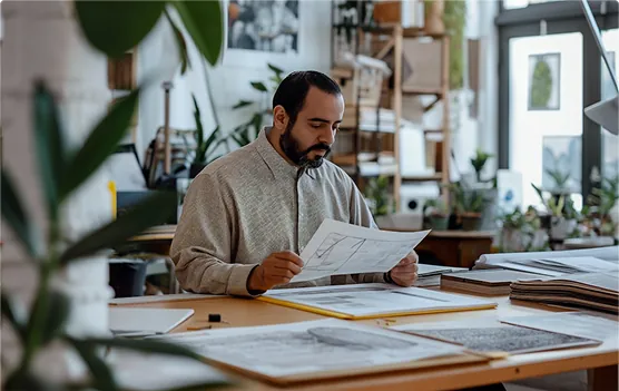 homem com folha de papel na mão